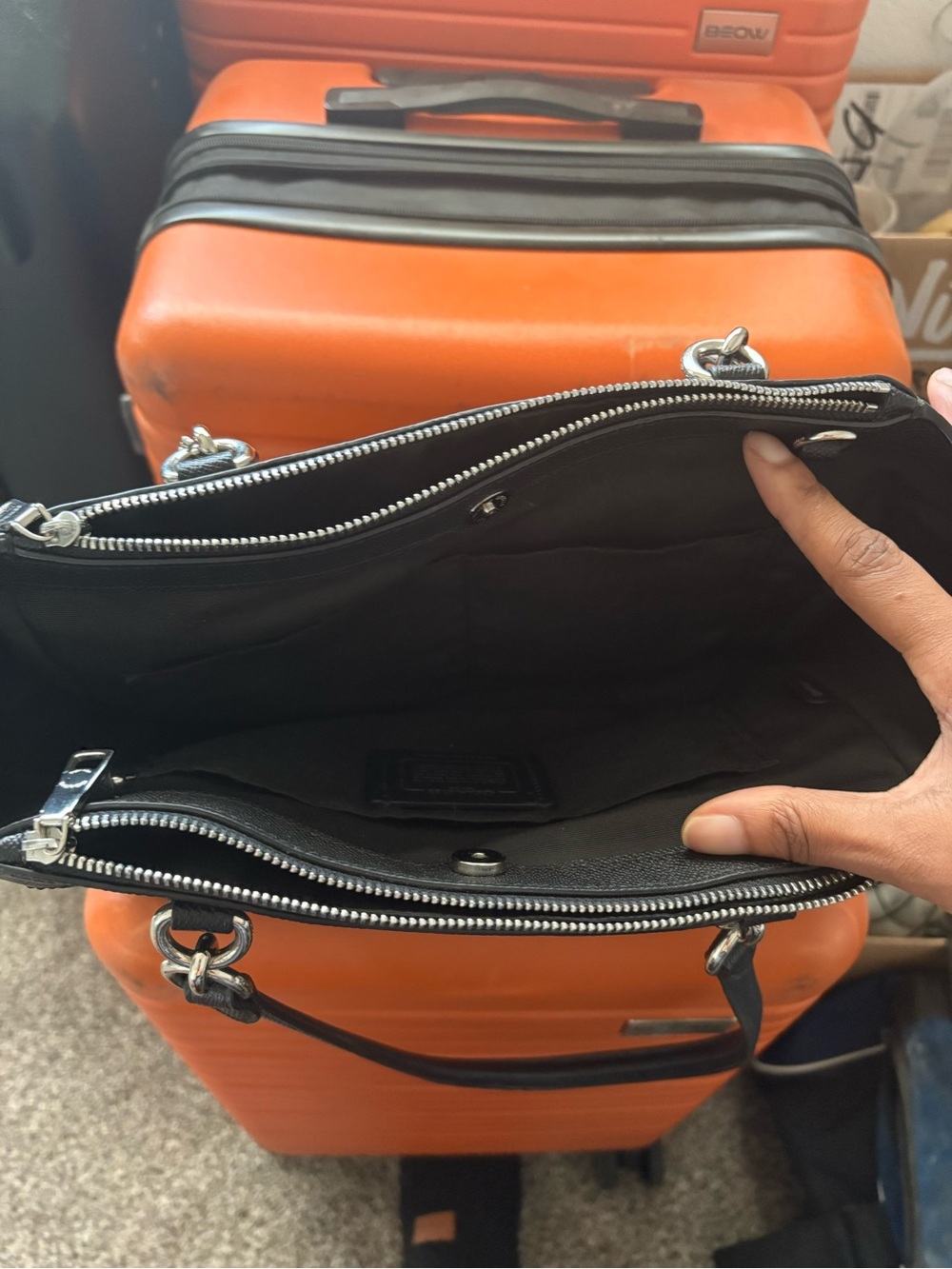 Coach Black Signature Logo Satchel with Silver Hardware - Picture 5 of 5